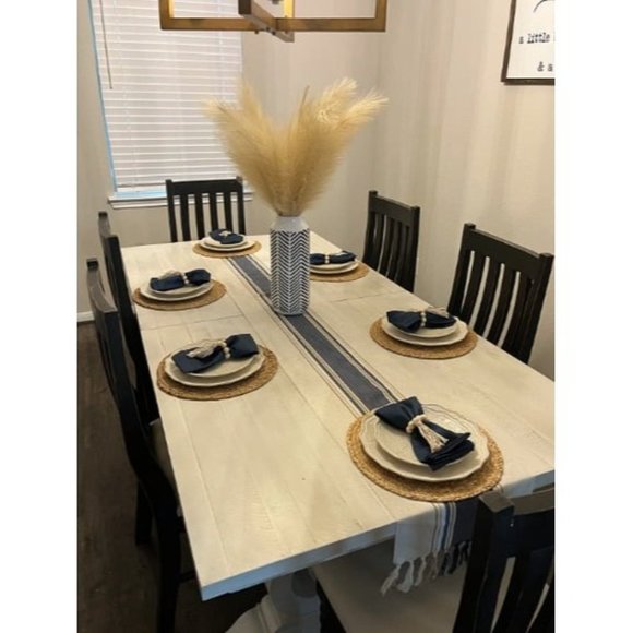 Round Woven Placemats Set of 6, Natural Water Hyacinth Place mats, 13.5"Rattan - Picture 3 of 3